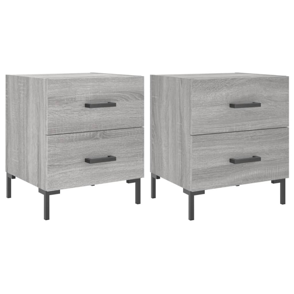 (grey sonoma, 2 pcs) vidaXL Bedside Cabinet Bed Table Nightstand Concrete Grey Engineered Wood