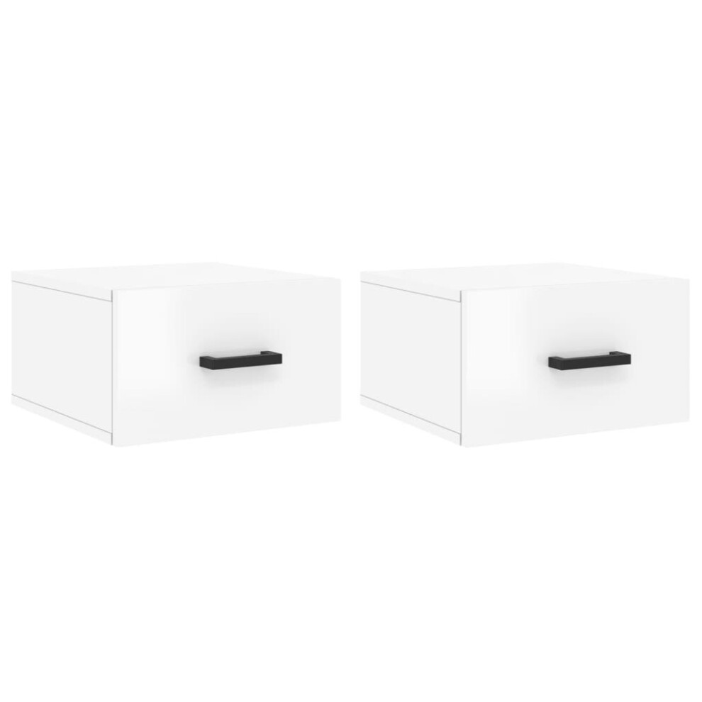 (high gloss white, 2 pcs) vidaXL Wall-mounted Bedside Cabinets Floating Cabinets 2 pcs Concrete Grey