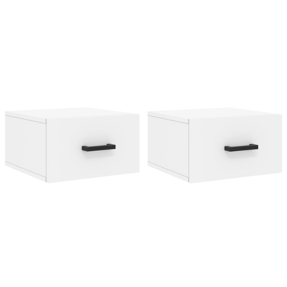 (white, 2 pcs) vidaXL Wall-mounted Bedside Cabinets Floating Cabinets 2 pcs Concrete Grey