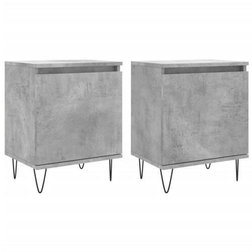 VidaXL (concrete grey, 2 pcs) vidaXL Bedside Cabinets Bedside Table 2 pcs High Gloss White Engineered Wood