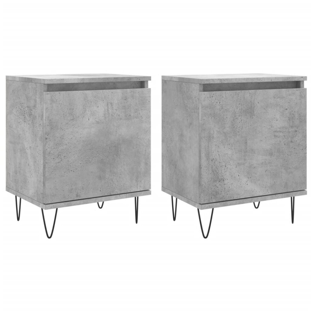 (concrete grey, 2 pcs) vidaXL Bedside Cabinets Bedside Table 2 pcs High Gloss White Engineered Wood