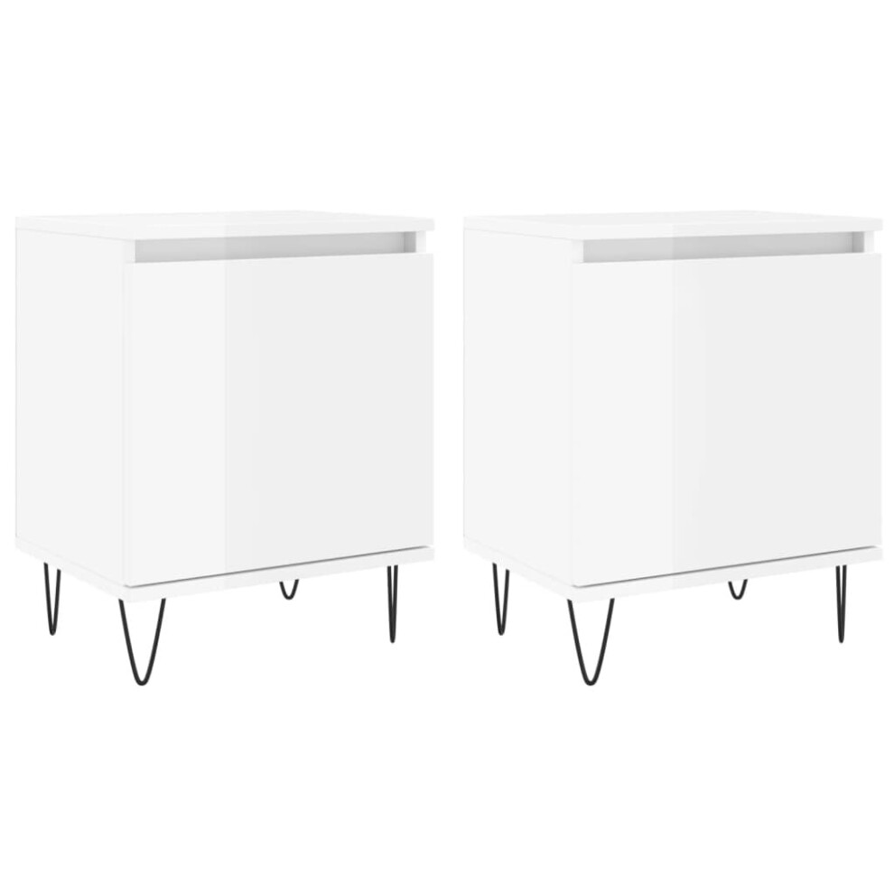 (high gloss white, 2 pcs) vidaXL Bedside Cabinets Bedside Table 2 pcs High Gloss White Engineered Wood