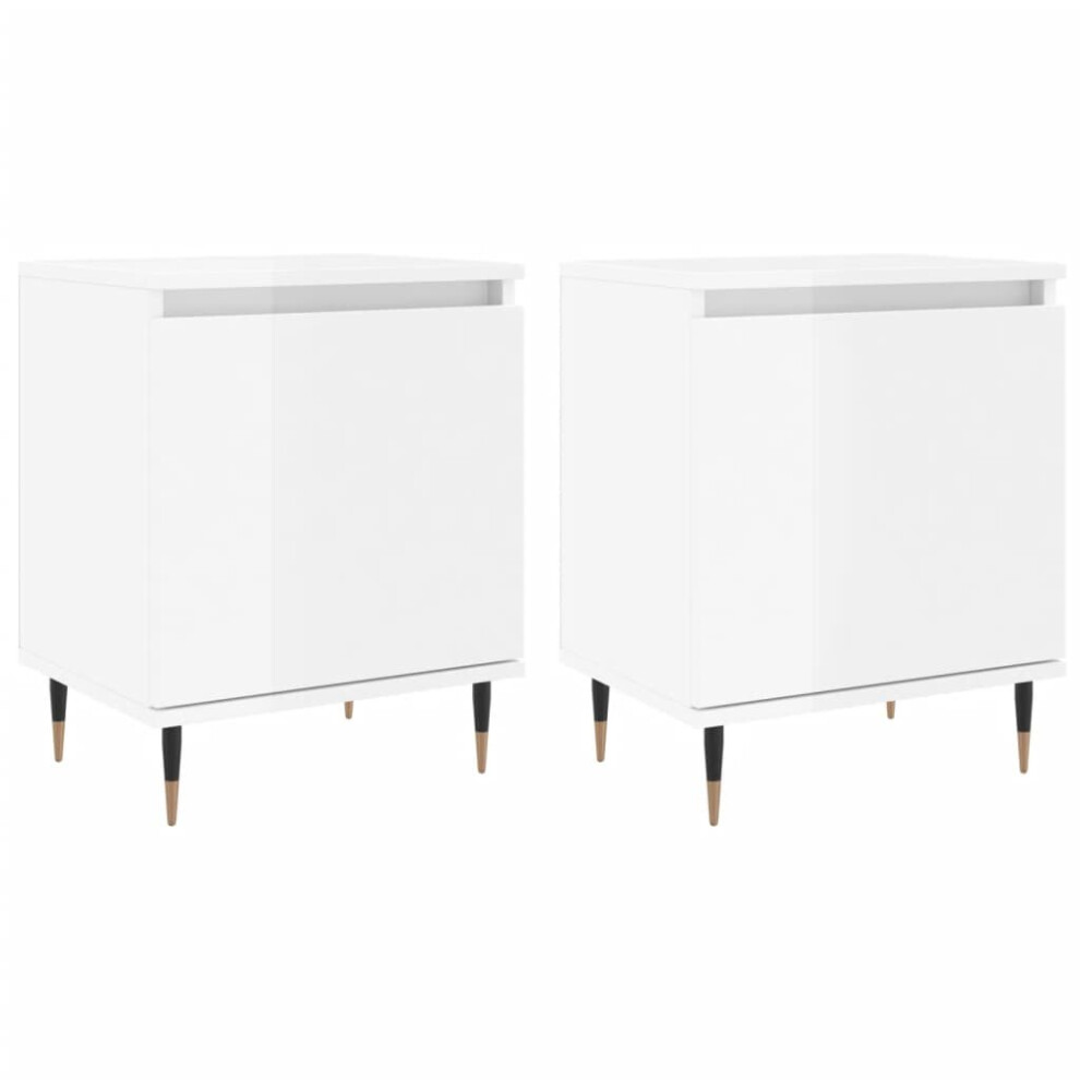 (high gloss white, 2 pcs) vidaXL Bedside Cabinets Bedside Table Nightstand 2 pcs White Engineered Wood