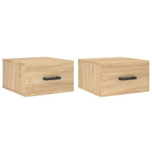 (sonoma oak, 2 pcs) vidaXL Wall-mounted Bedside Cabinets Floating Cabinets 2 pcs Concrete Grey