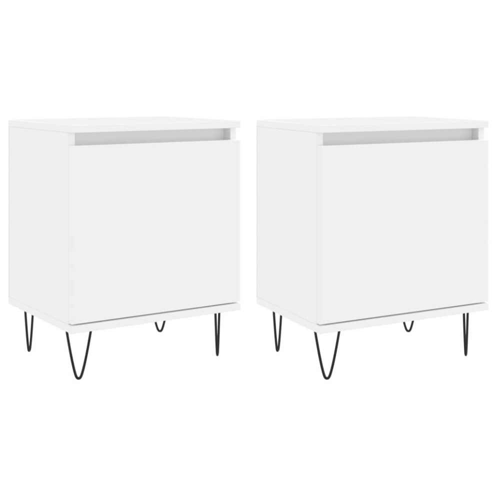 (white, 2 pcs) vidaXL Bedside Cabinets Bedside Table 2 pcs High Gloss White Engineered Wood