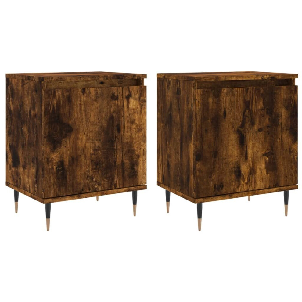Photos - Storage Сabinet VidaXL Bedside Cabinets Bedside Table Nightstand 2 pcs White Engineered Wood (smoked oak, 2 pcs)