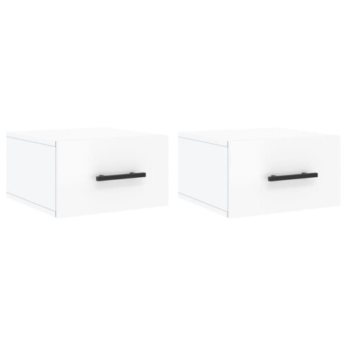 VidaXL (high gloss white, 2 pcs) vidaXL Wall-mounted Bedside Cabinets Side Table Bedstand 2 pcs Concrete Grey 1