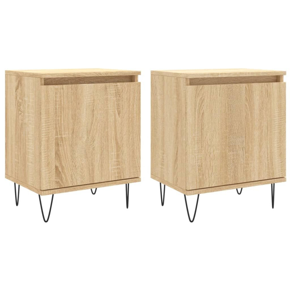 (sonoma oak, 2 pcs) vidaXL Bedside Cabinets Bedside Table 2 pcs High Gloss White Engineered Wood