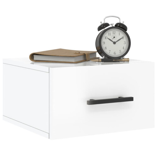 VidaXL (high gloss white, 2 pcs) vidaXL Wall-mounted Bedside Cabinets Side Table Bedstand 2 pcs Concrete Grey 2