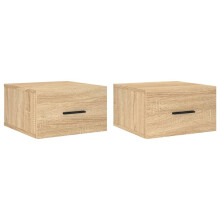 (sonoma oak, 2 pcs) vidaXL Wall-mounted Bedside Cabinet Floating Storage Cabinet Nightstand White