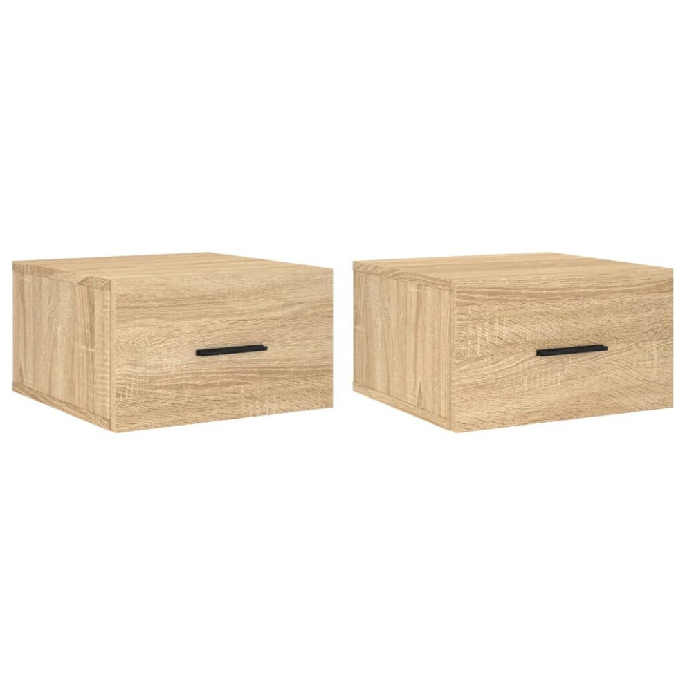 Vidaxl (Sonoma Oak, 2 Pcs) Wall-Mounted Bedside Cabinet Floating Storage Cabinet Nightstand White