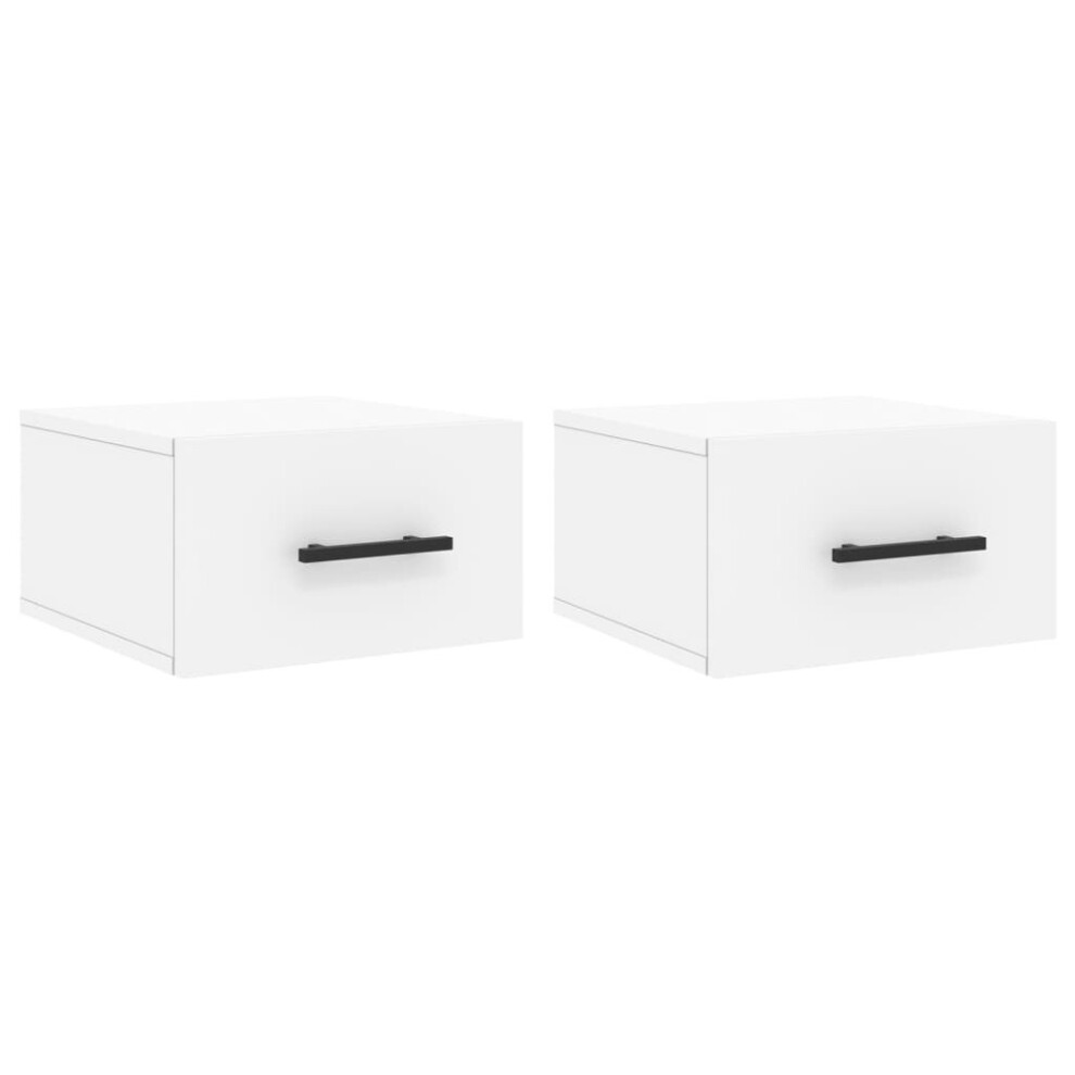 Vidaxl (White, 2 Pcs) Wall-Mounted Bedside Cabinets Side Table Bedstand 2 Pcs Concrete Grey