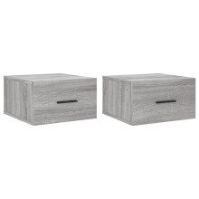 (grey sonoma, 2 pcs) vidaXL Wall-mounted Bedside Cabinet Floating Storage Cabinet Nightstand White
