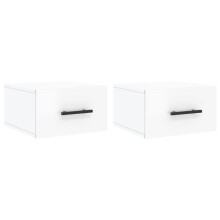 (high gloss white, 2 pcs) vidaXL Wall-mounted Bedside Cabinets Side Table Bedstand 2 pcs Concrete Grey