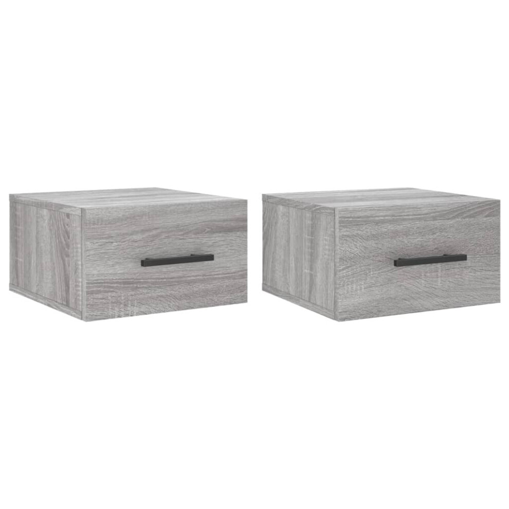 (grey sonoma, 2 pcs) vidaXL Wall-mounted Bedside Cabinets Side Table Bedstand 2 pcs Concrete Grey