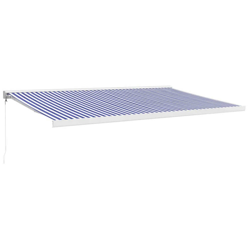 vidaXL Retractable Awning Canopy Blue and White 5x3 m Fabric and Aluminium