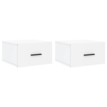 (white, 2 pcs) vidaXL Wall-mounted Bedside Cabinet Floating Storage Cabinet Nightstand White
