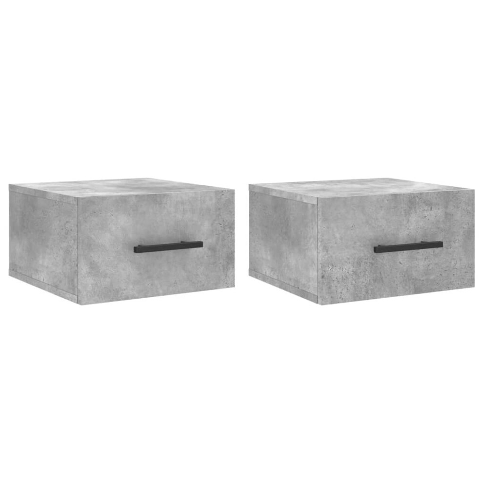 (concrete grey, 2 pcs) vidaXL Wall-mounted Bedside Cabinets Side Table Bedstand 2 pcs Concrete Grey