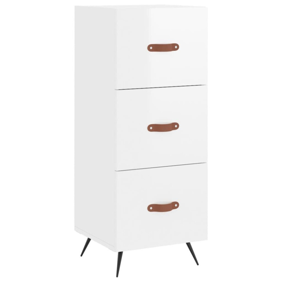 vidaXL Sideboard Storage Cabinet Cupboard High Gloss White Engineered Wood