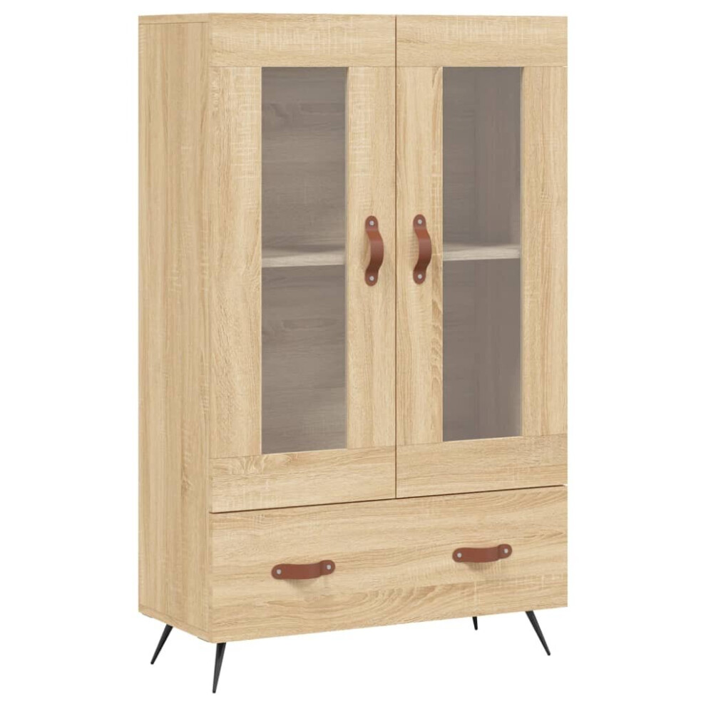 Vidaxl (Sonoma Oak) Highboard Sideboard Storage Cabinet Side Cabinet Black Engineered Wood