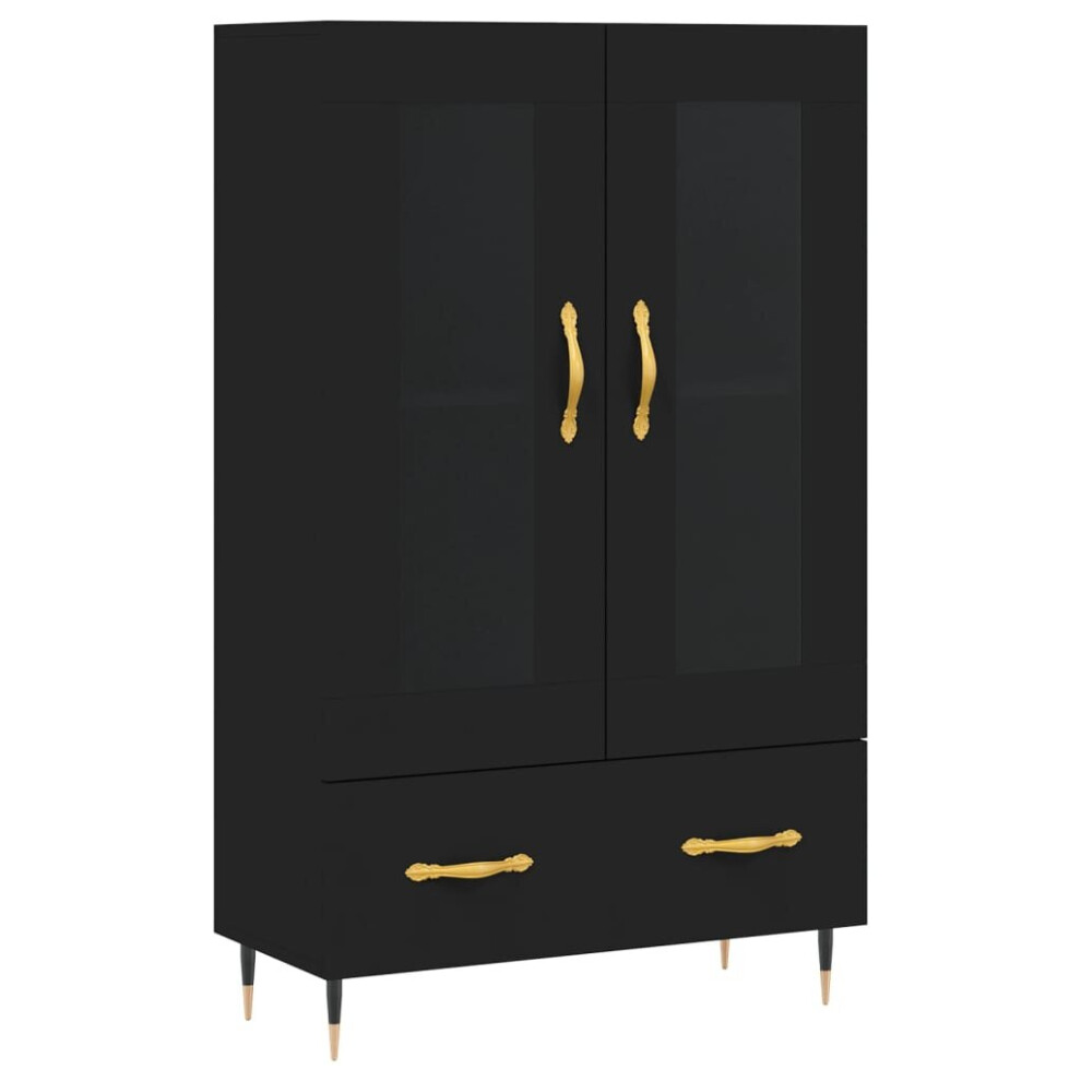 (black) vidaXL Highboard Sideboard Cupboard Side Cabinet Sonoma Oak Engineered Wood