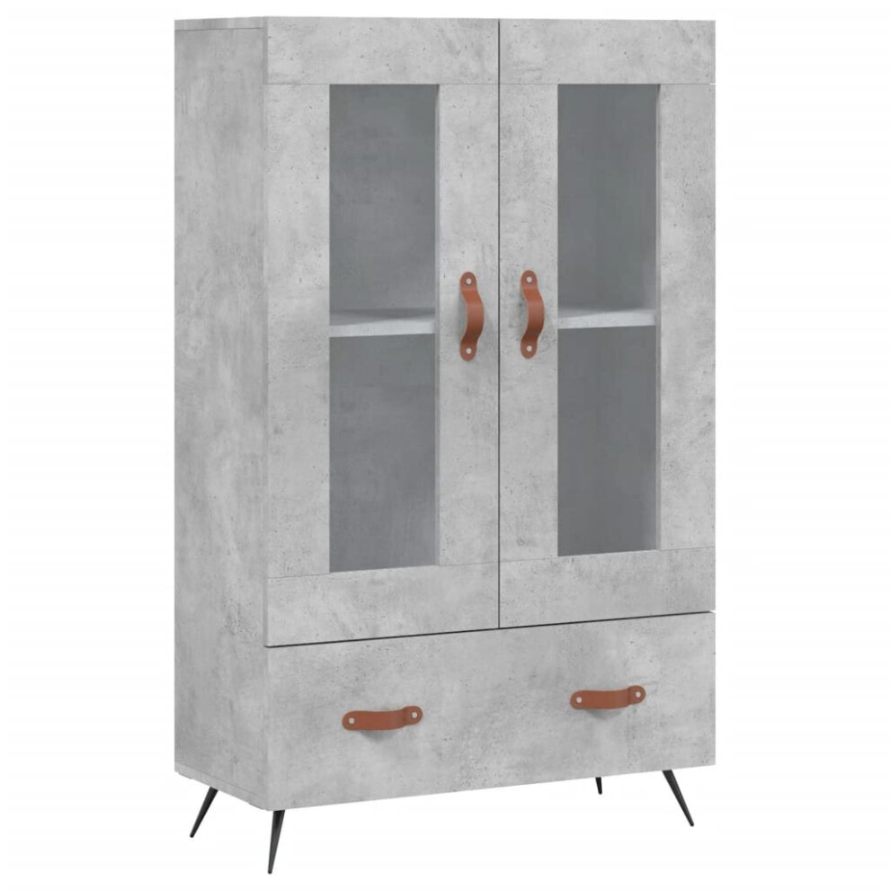 Vidaxl (Concrete Grey) Highboard Sideboard Storage Cabinet Side Cabinet Black Engineered Wood