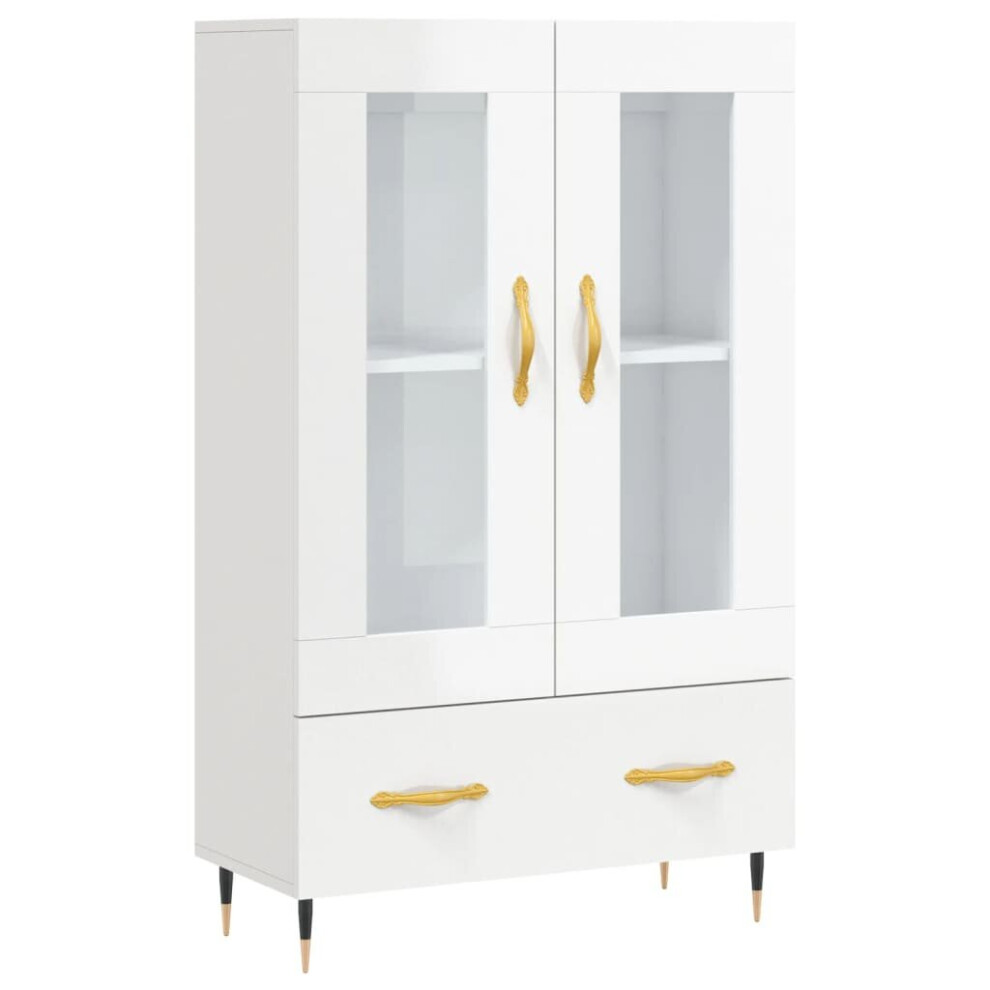 Vidaxl (High Gloss ) Highboard Sideboard Cupboard Side Cabinet Sonoma Oak Engineered Wood White