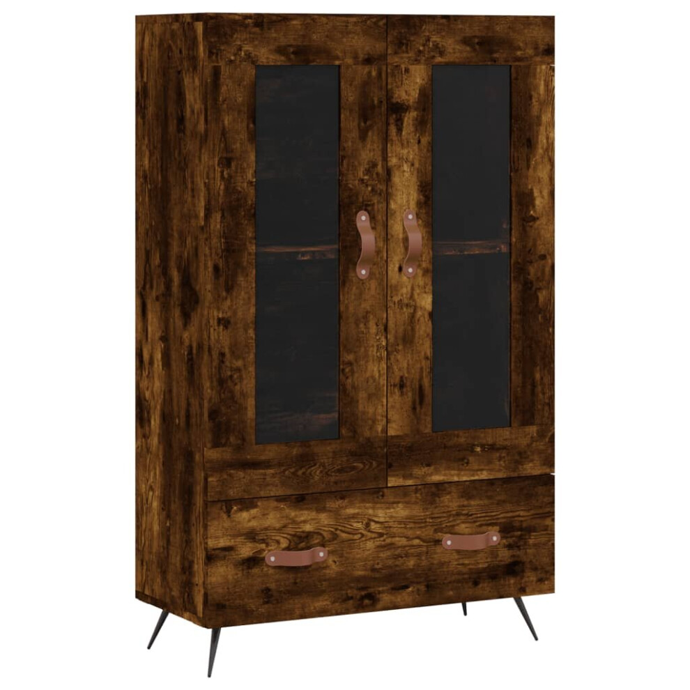 Vidaxl (Smoked Oak) Highboard Sideboard Storage Cabinet Side Cabinet Black Engineered Wood