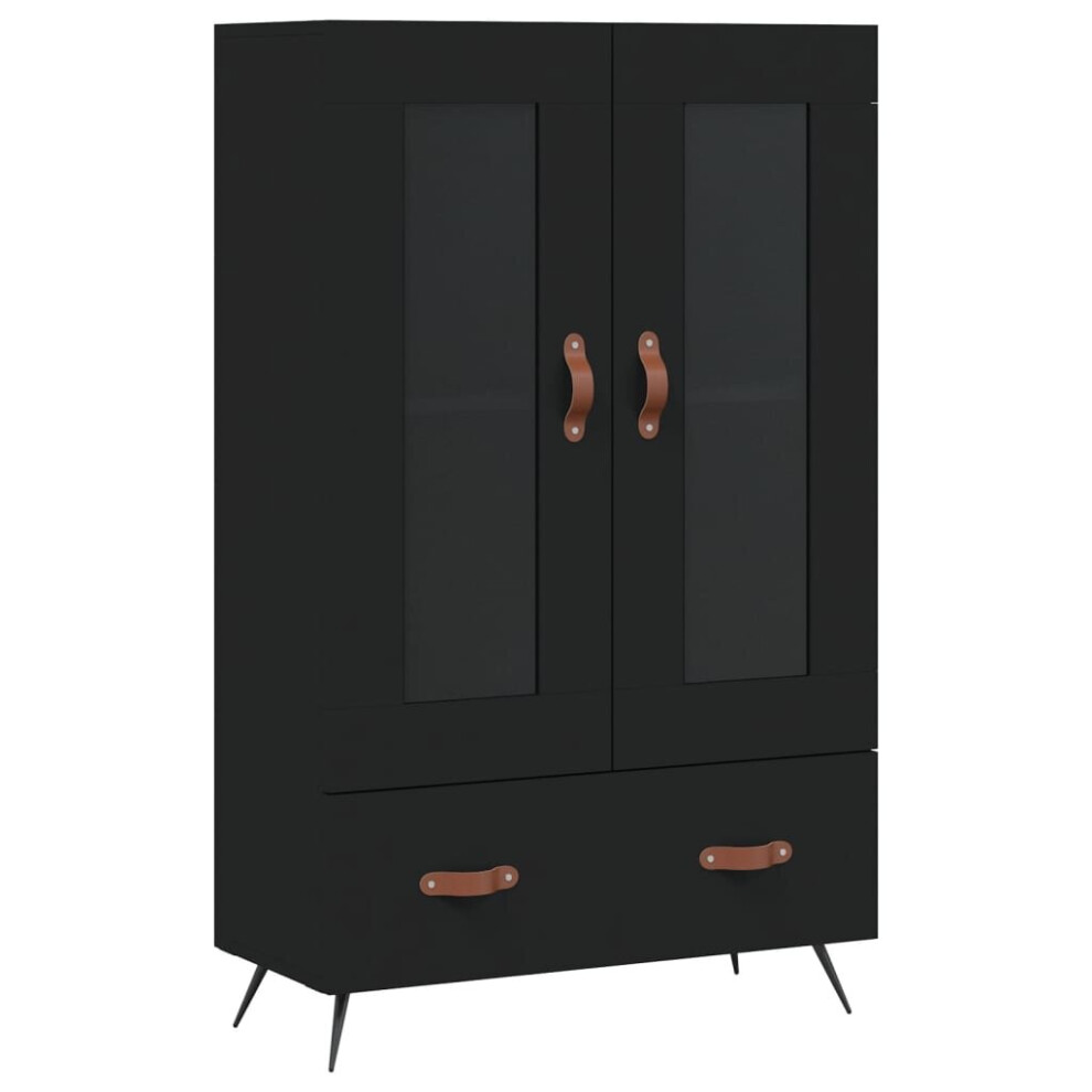 (black) vidaXL Highboard Sideboard Storage Cabinet Side Cabinet Black Engineered Wood