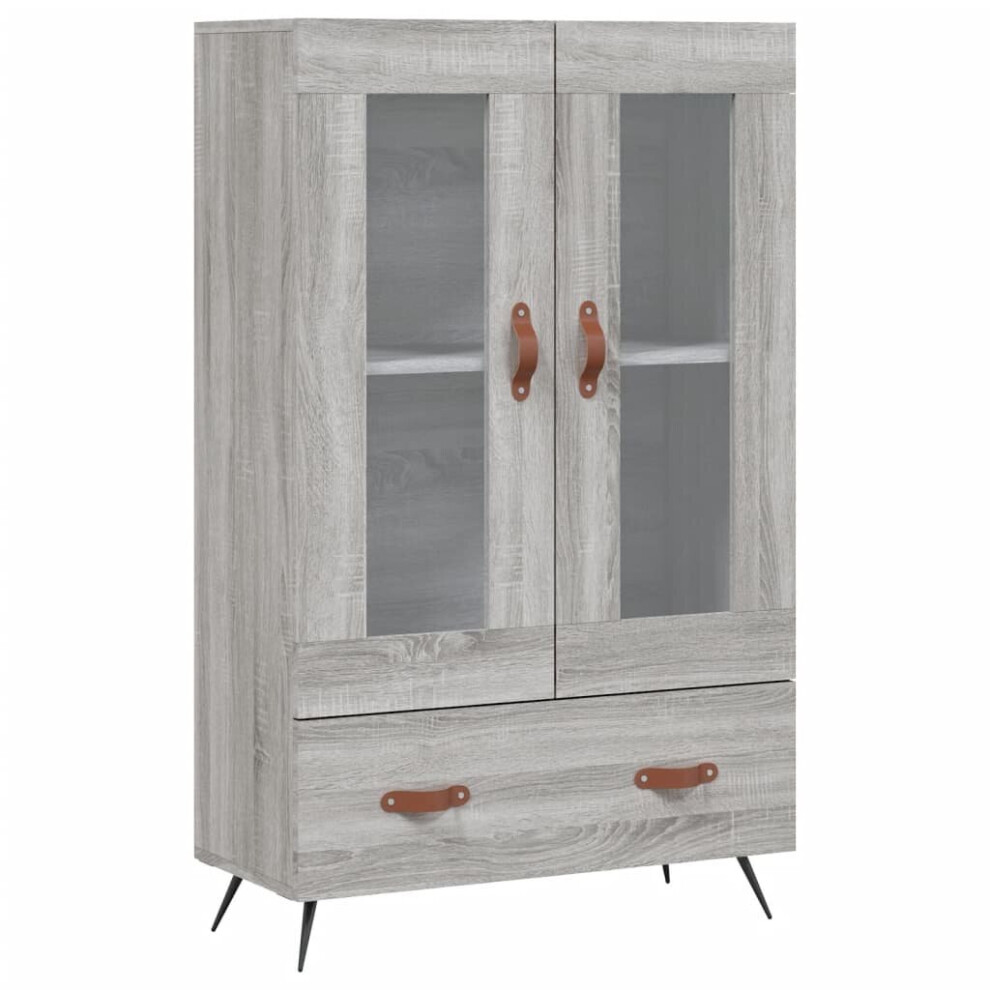 Vidaxl (Grey Sonoma) Highboard Sideboard Storage Cabinet Side Cabinet Black Engineered Wood