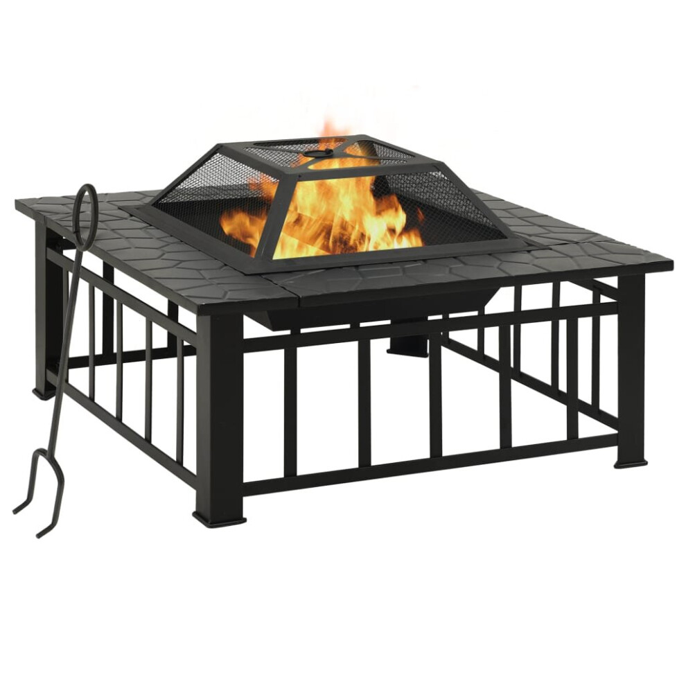 Vidaxl Fire Pit Garden Fireplace With Poker Furnace Heater Fire Bowl Xxl Steel