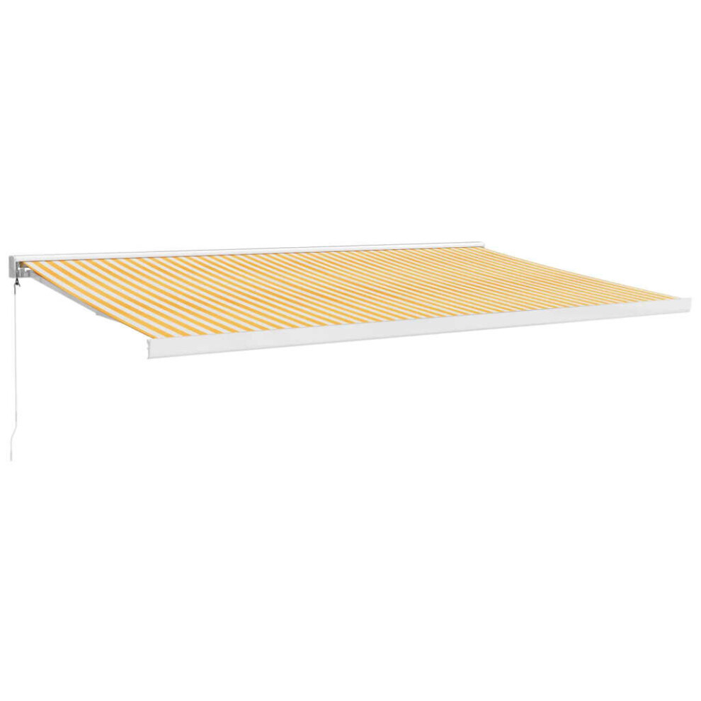 vidaXL Retractable Awning Canopy Yellow and White 5x3 m Fabric and Aluminium