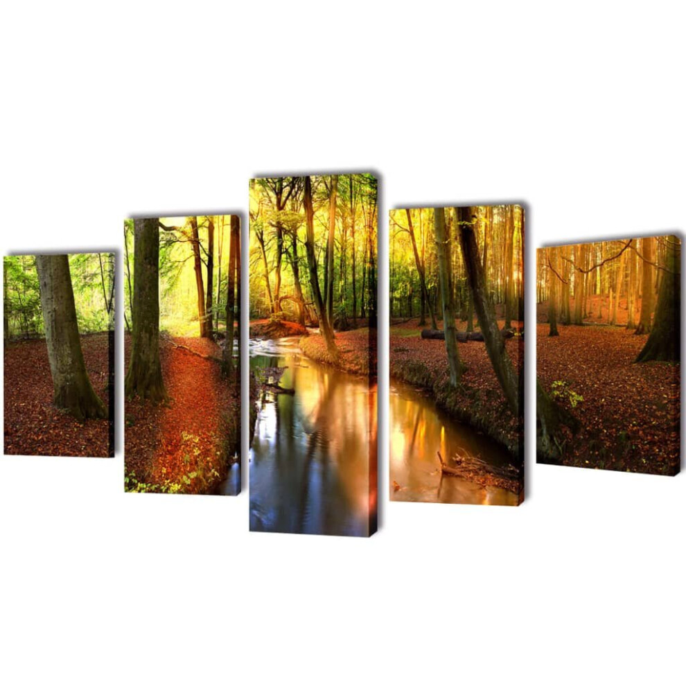 vidaXL Canvas Wall Print Set Forest 200 X 100 Cm Poster Canvas Wall Art Print