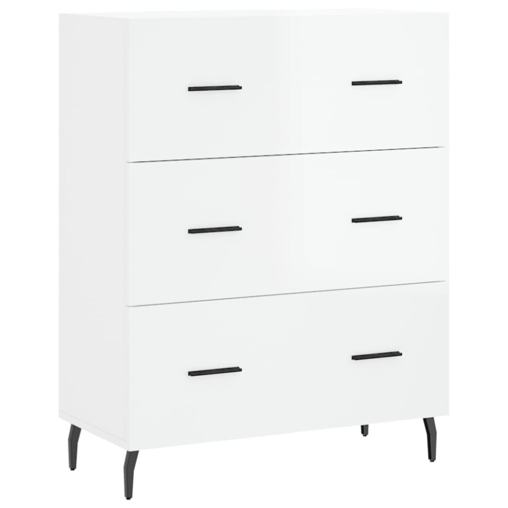 vidaXL Sideboard Storage Cabinet Cupboard High Gloss White Engineered Wood