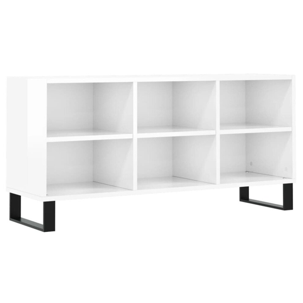 vidaXL TV Cabinet TV Unit Sideboard TV Stand High Gloss White Engineered Wood