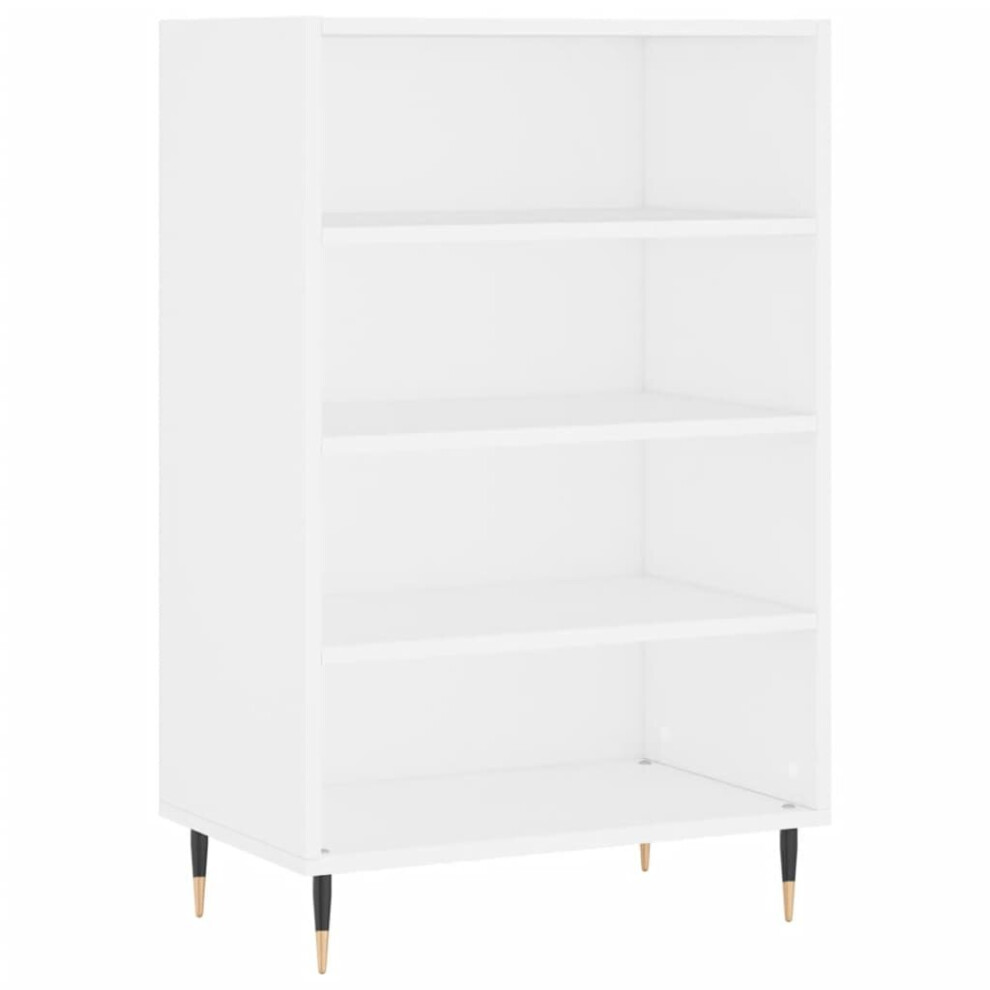 (white) vidaXL Highboard Sideboard Storage Cabinet High Gloss White Engineered Wood