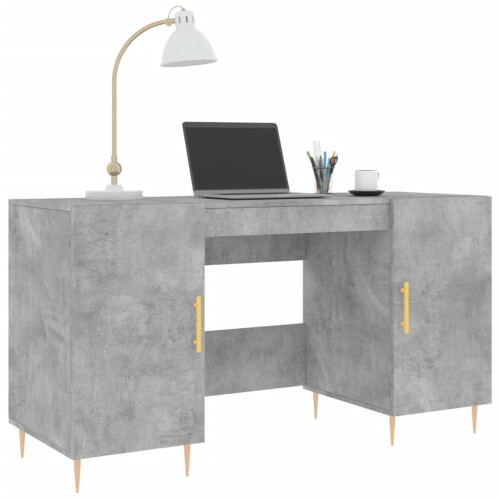 VidaXL (concrete grey) vidaXL Desk Computer Desk Writing Table Office Work Desk Black Engineered Wood 2
