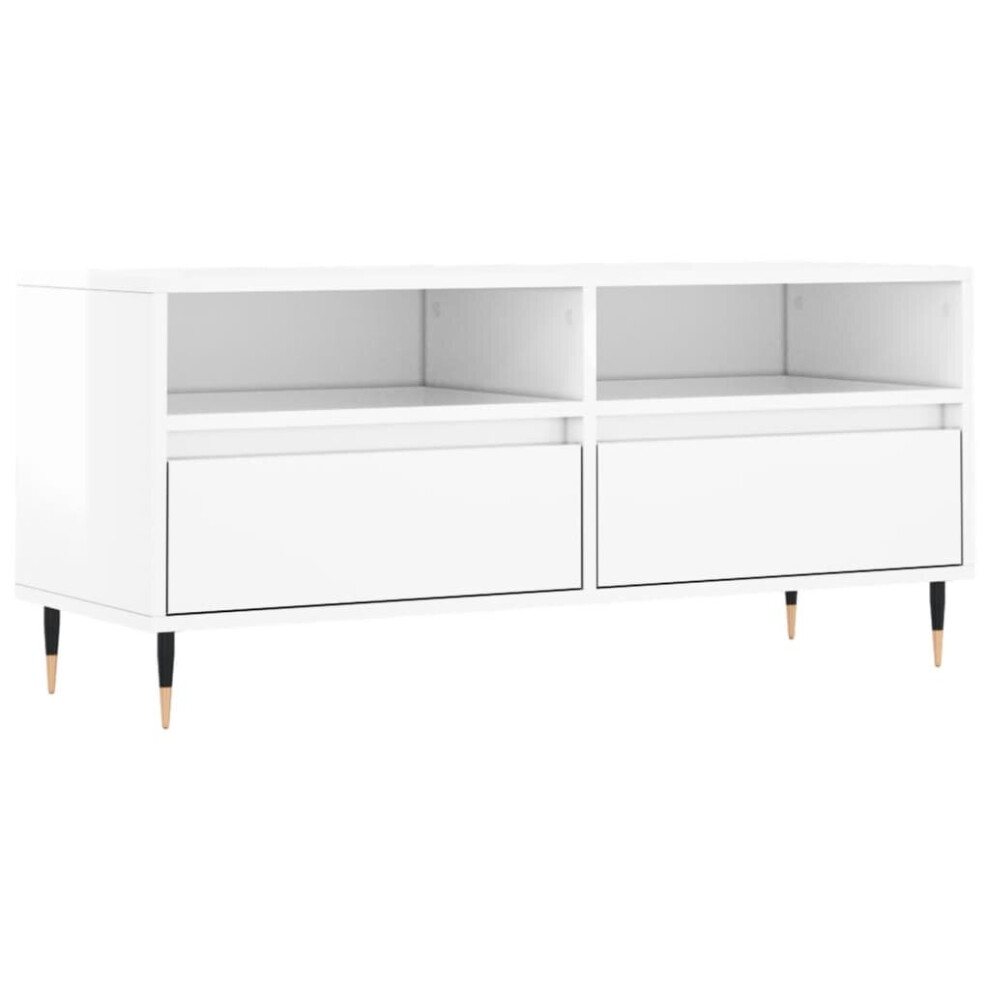 vidaXL TV Cabinet TV Unit Sideboard TV Stand High Gloss White Engineered Wood