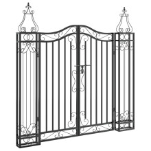 vidaXL Garden Gate Driveway Gate Fence Panel 121x8x120 cm Black Wrought Iron
