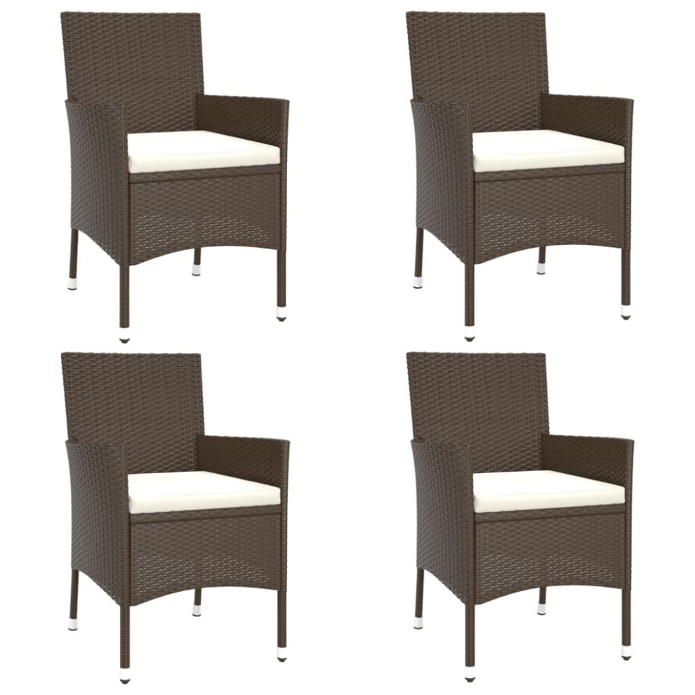 Vidaxl Garden Chairs Outdoor Armchair With Cushions 4 Pcs Brown Poly Rattan