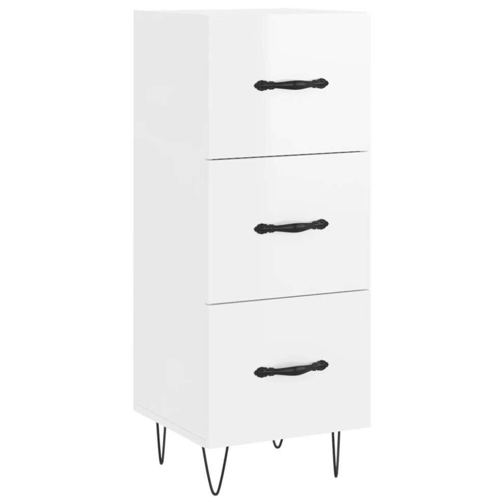 vidaXL Sideboard Storage Cabinet Cupboard High Gloss White Engineered Wood