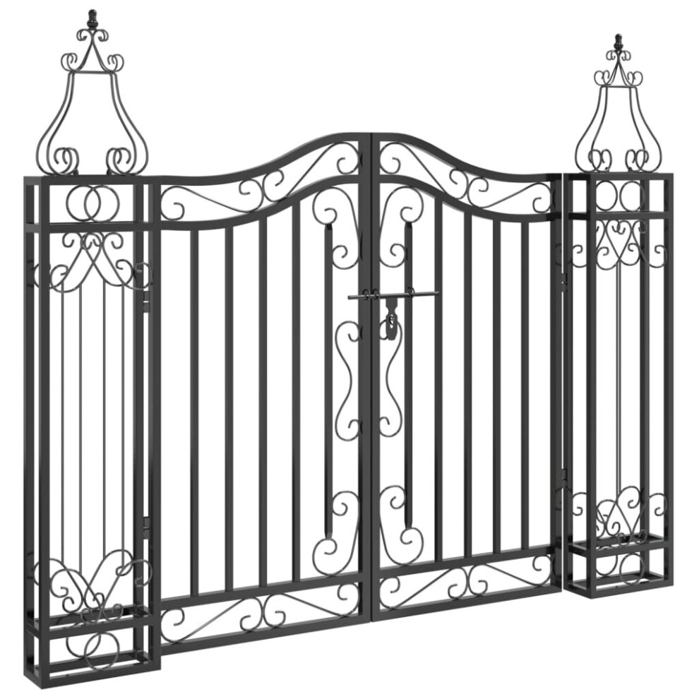 vidaXL Garden Gate Driveway Gate Fence Panel 121x8x100 cm Black Wrought Iron
