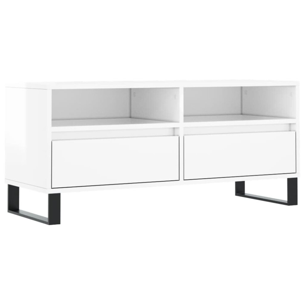 vidaXL TV Cabinet TV Unit Sideboard TV Stand High Gloss White Engineered Wood