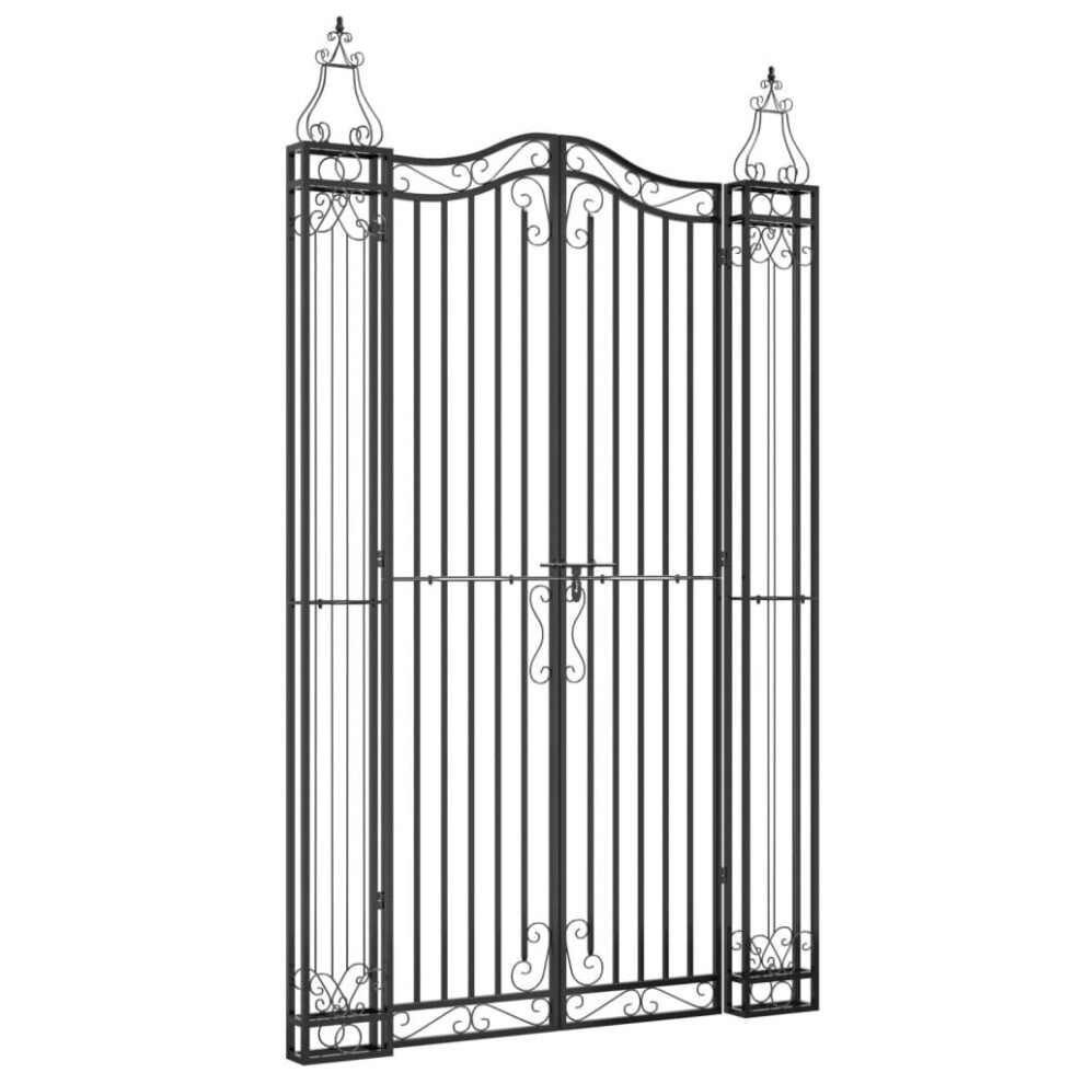 vidaXL Garden Gate Driveway Gate Fence Panel 121x8x200 cm Black Wrought Iron