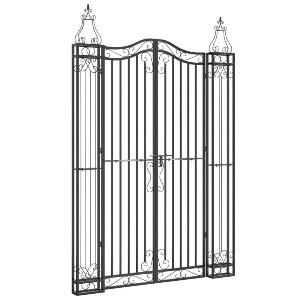 vidaXL Garden Gate Driveway Gate Fence Panel 121x8x180 cm Black Wrought Iron