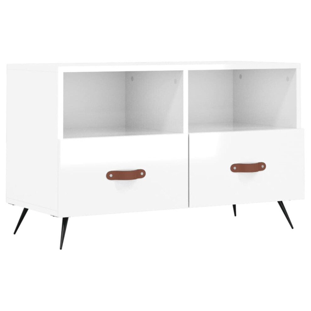 vidaXL TV Cabinet TV Unit Sideboard TV Stand High Gloss White Engineered Wood