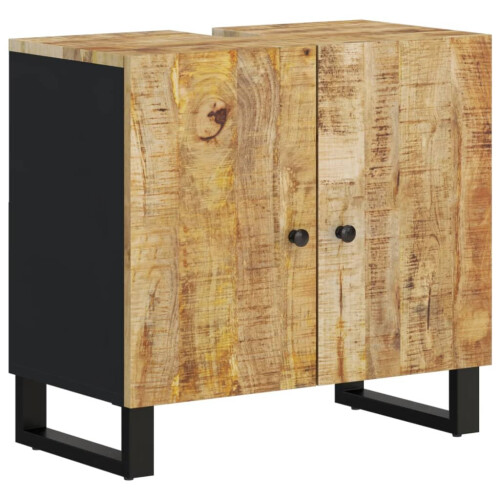 VidaXL (light brown) vidaXL Sink Cabinet Vanity Unit Cupboard Solid Wood Mango and Engineered Wood 1