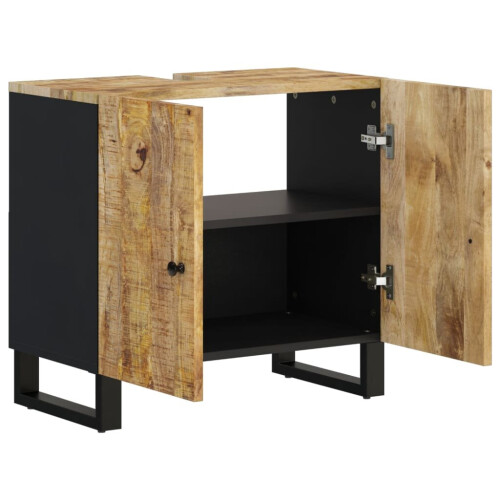 VidaXL (light brown) vidaXL Sink Cabinet Vanity Unit Cupboard Solid Wood Mango and Engineered Wood 2