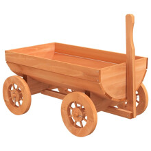 vidaXL Decorative Wagon Wheel Barrow Garden Cart Plant Pot Cart Solid Wood Fir