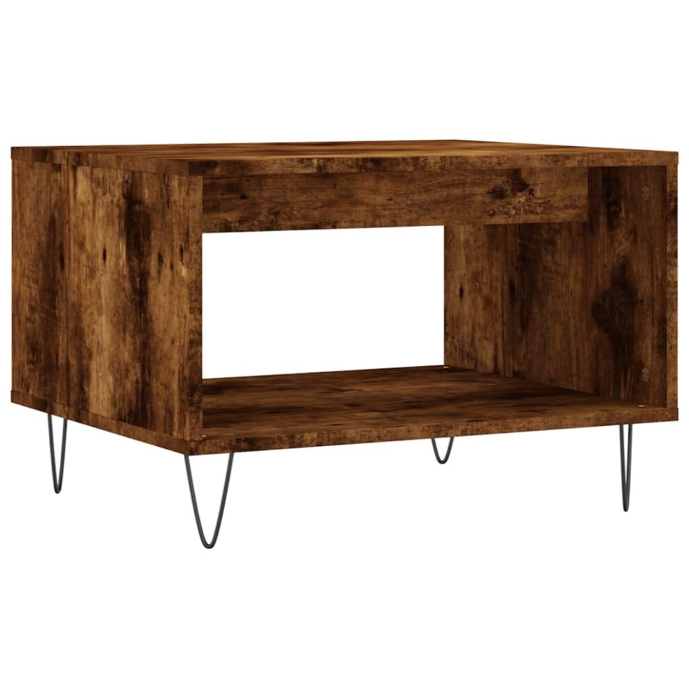 Vidaxl (Smoked Oak) Coffee Table Side Table Sofa Table High Gloss White Engineered Wood